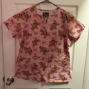 Pink Holiday Scrub Top, Medium, Brand Buttersoft